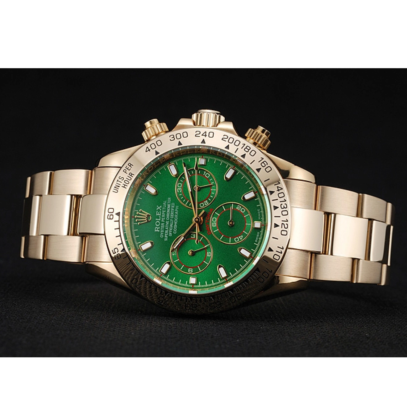 MiroTime 0704 Rolex Cosmograph Daytona Green Dial Gold Case And Bracelet 1454244